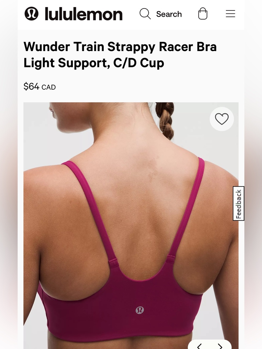 lululemon athletica Strappy Light-Support Sports Bra in Berry Pink